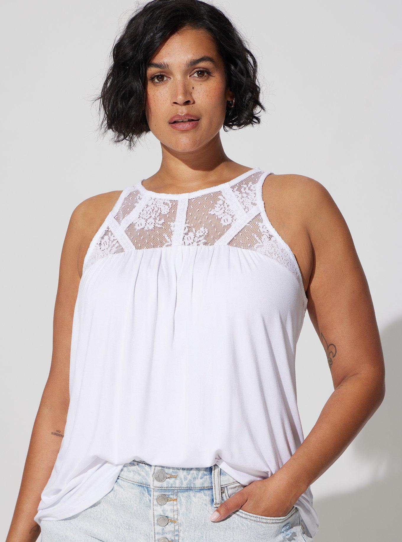 Lace-Yoke Tank for Women