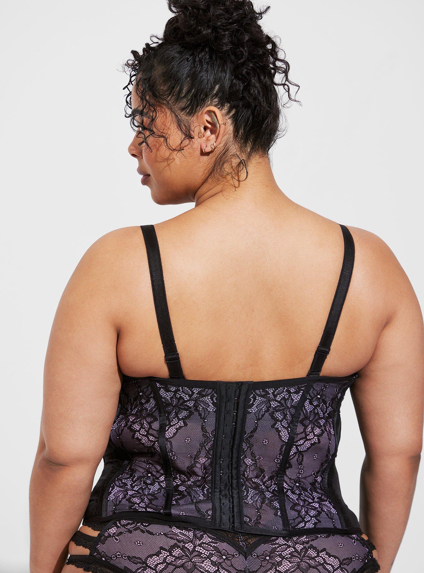 Plus Size - Lace And Mesh Bustier With Open Bust - Torrid