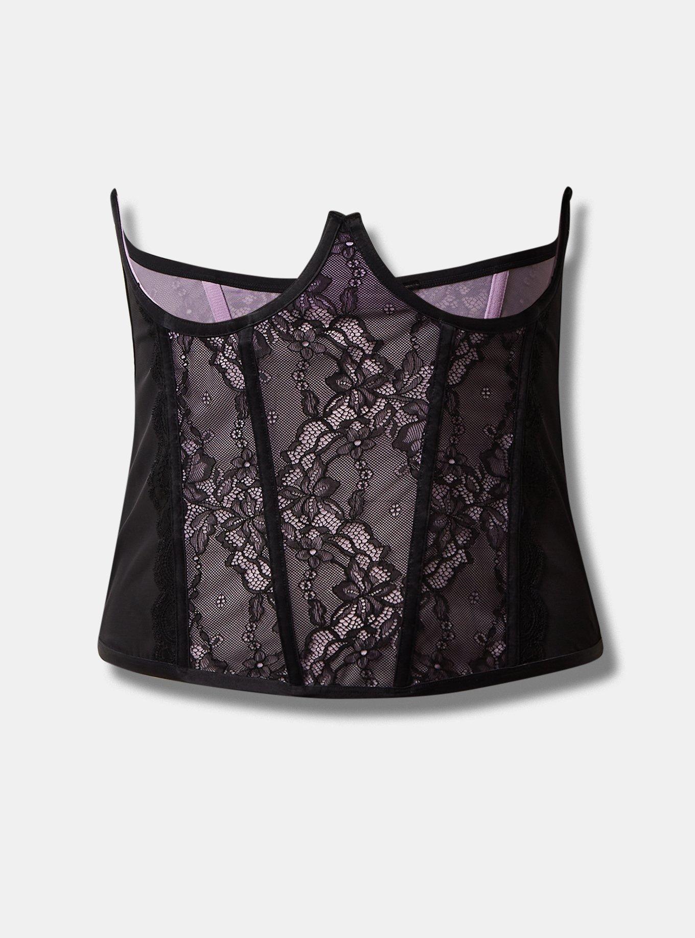 Plus Size - Lace And Mesh Bustier With Open Bust - Torrid