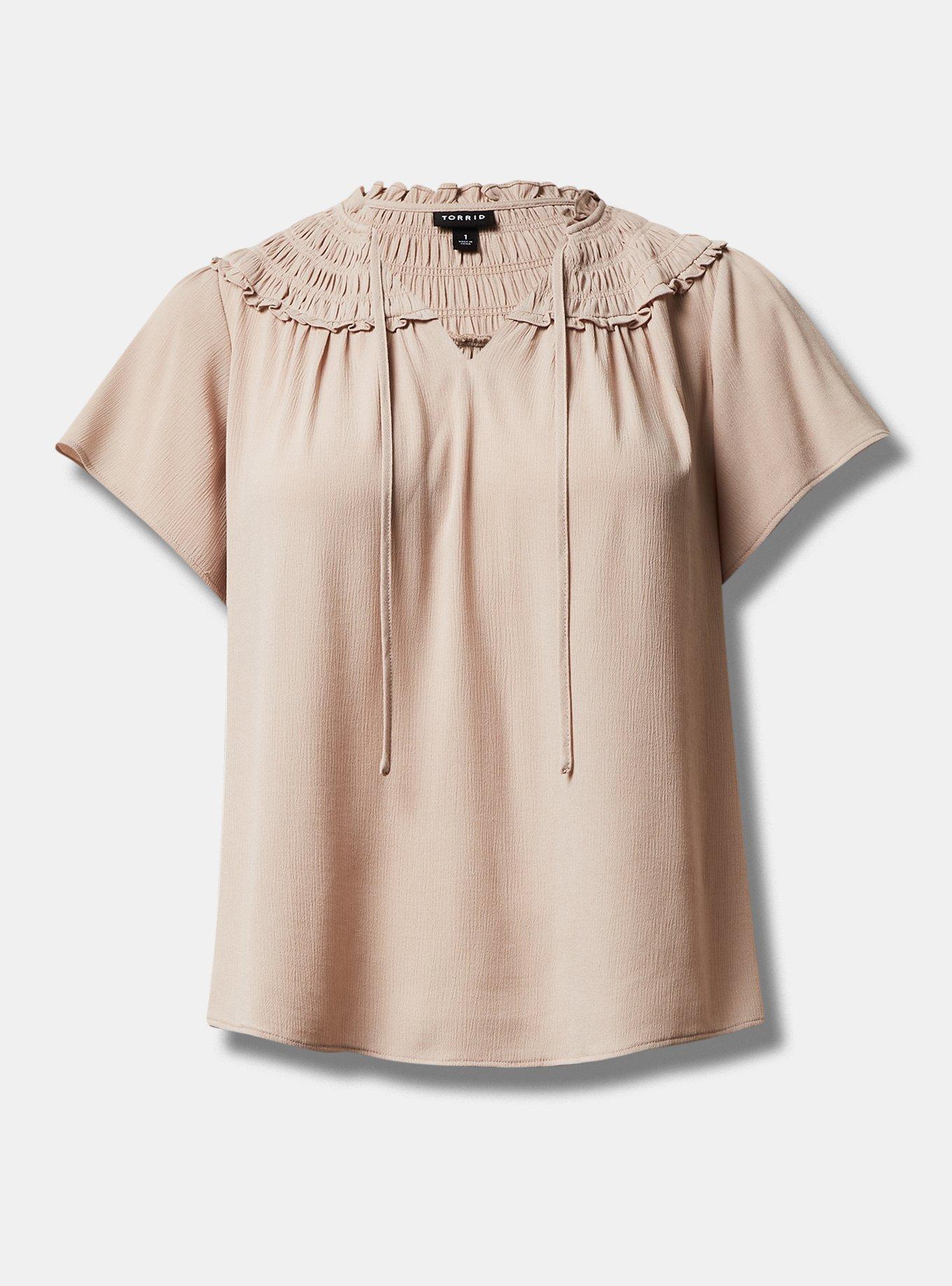 PLUS FLORAL RUFFLE DETAIL LINE LACE YOKE TOP
