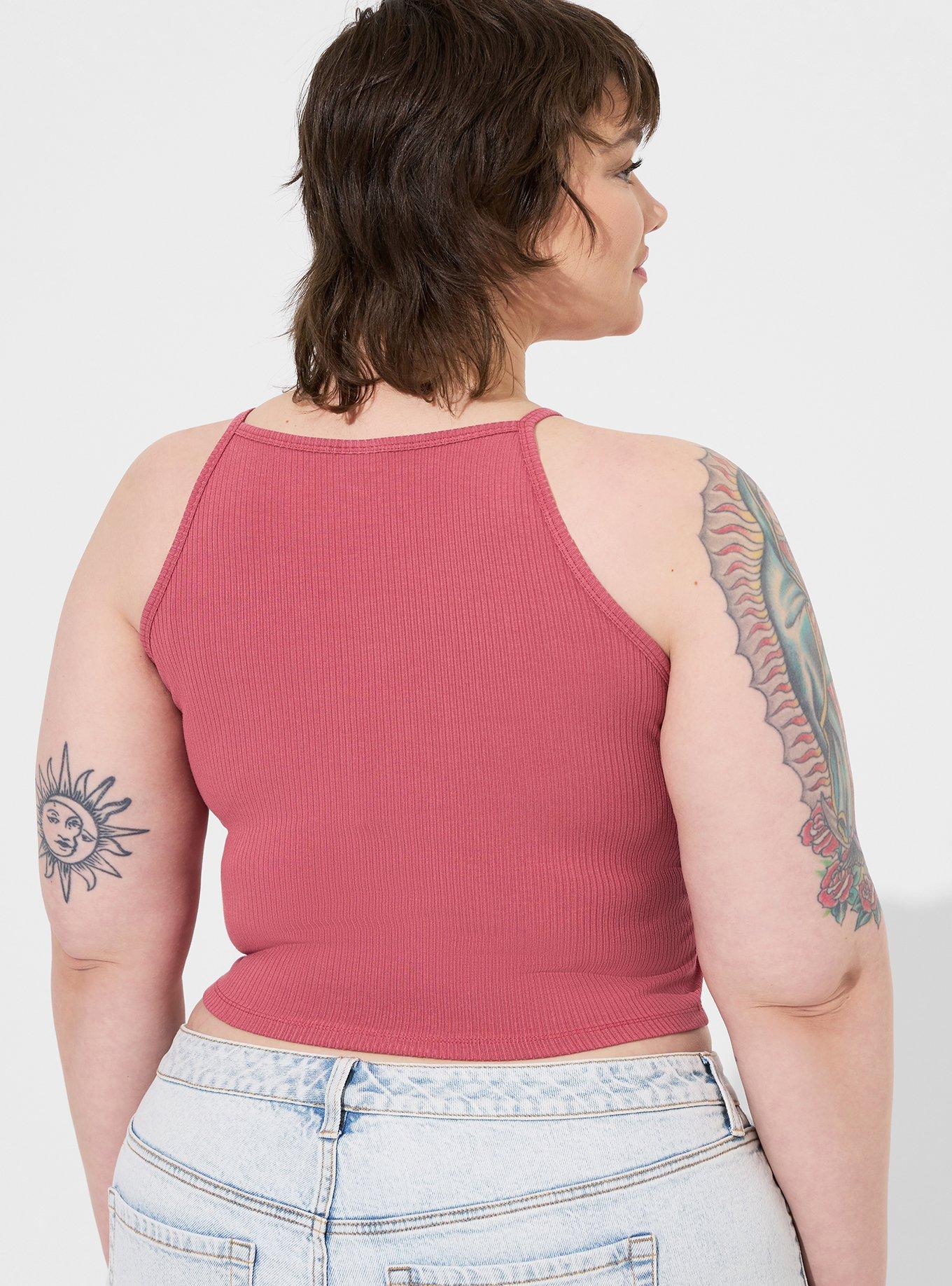 Everyday Rib High Neck Crop Tank, MAUVEWOOD PINK, alternate