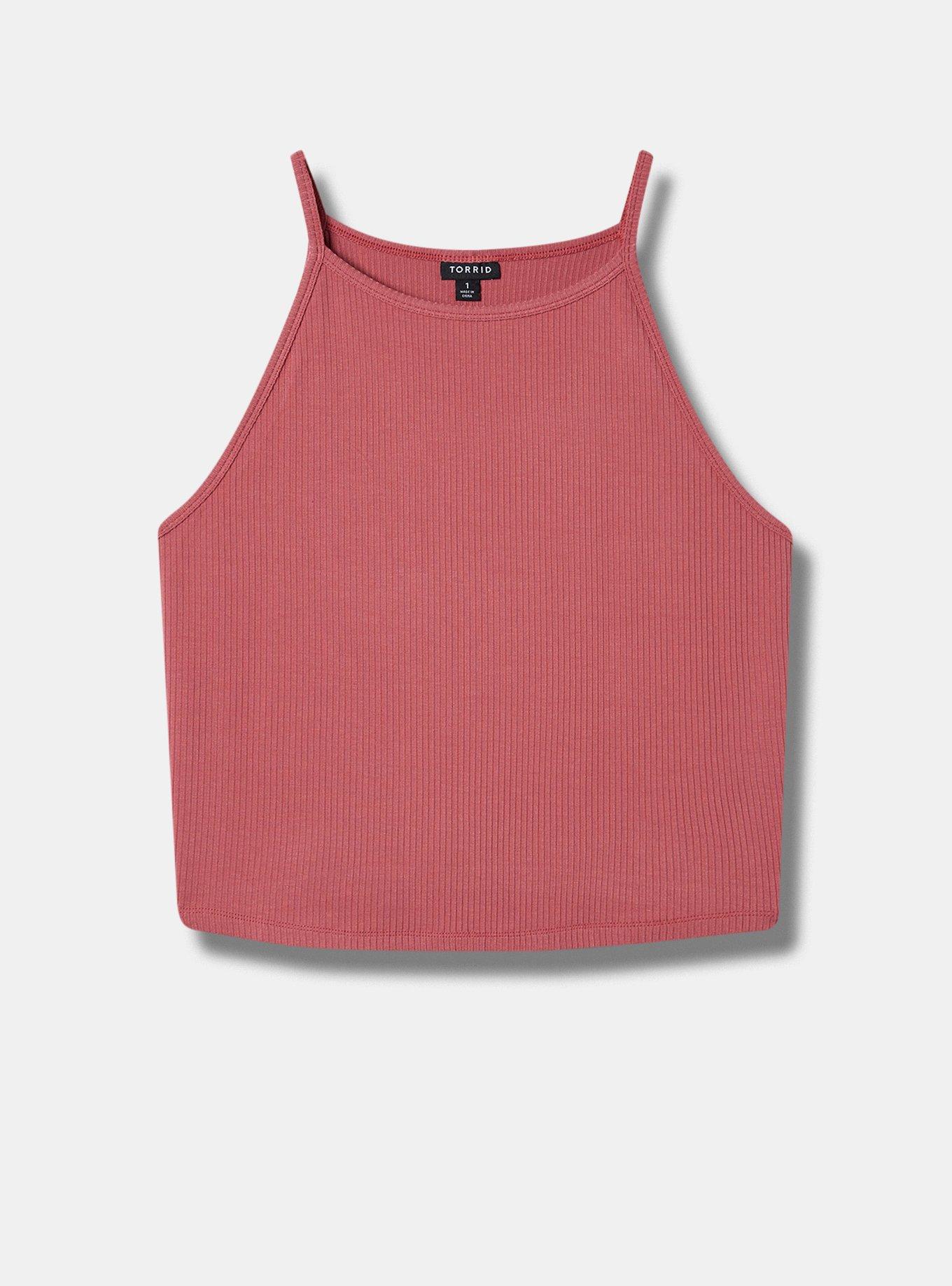 Everyday Rib High Neck Crop Tank, MAUVEWOOD PINK, hi-res