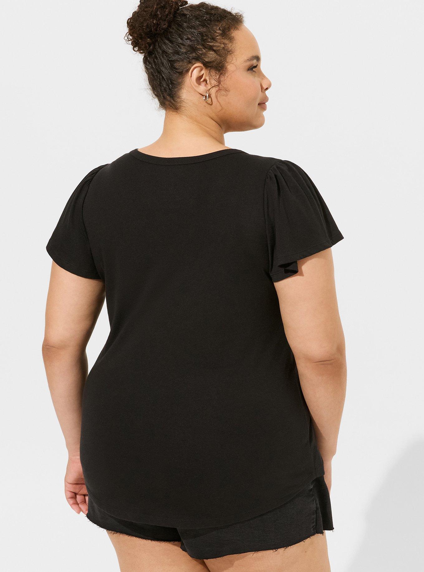 Plus Size - Girlfriend Signature Jersey V-Neck Flutter Sleeve Tee