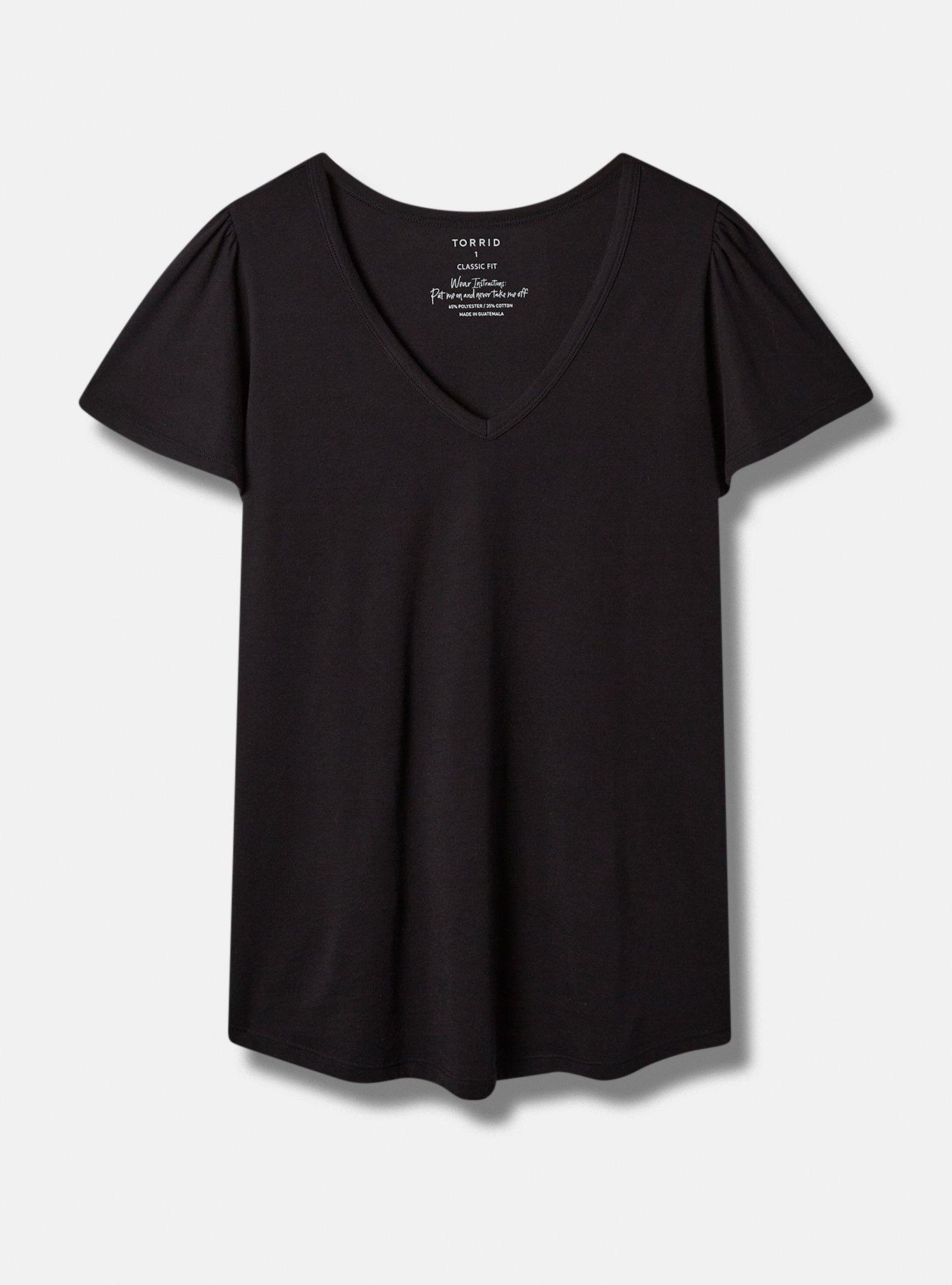 Girlfriend Heritage Slub V-Neck Flutter Sleeve Tee