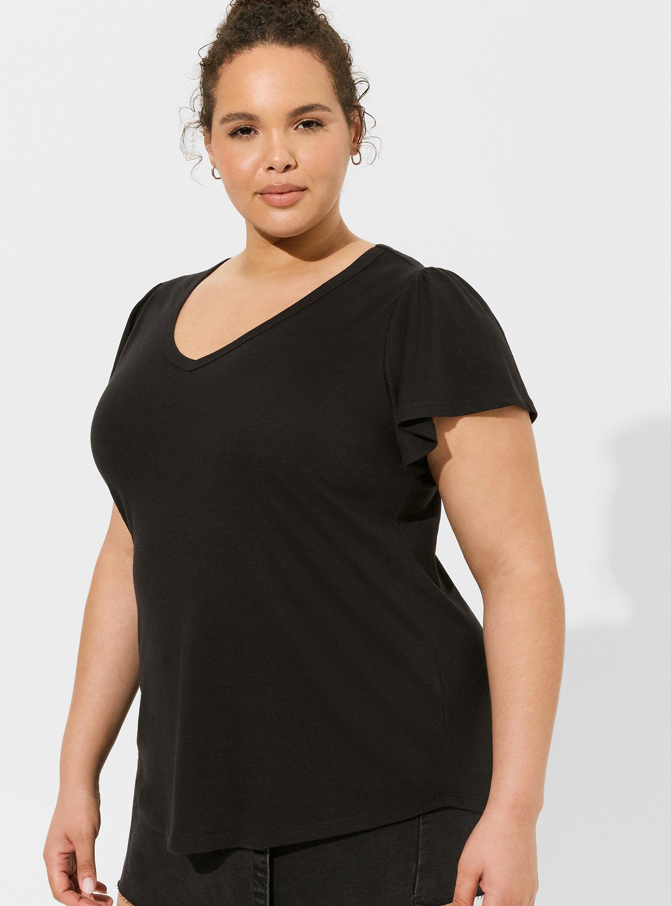 Plus Size - Girlfriend Signature Jersey V-Neck Flutter Sleeve Tee - Torrid