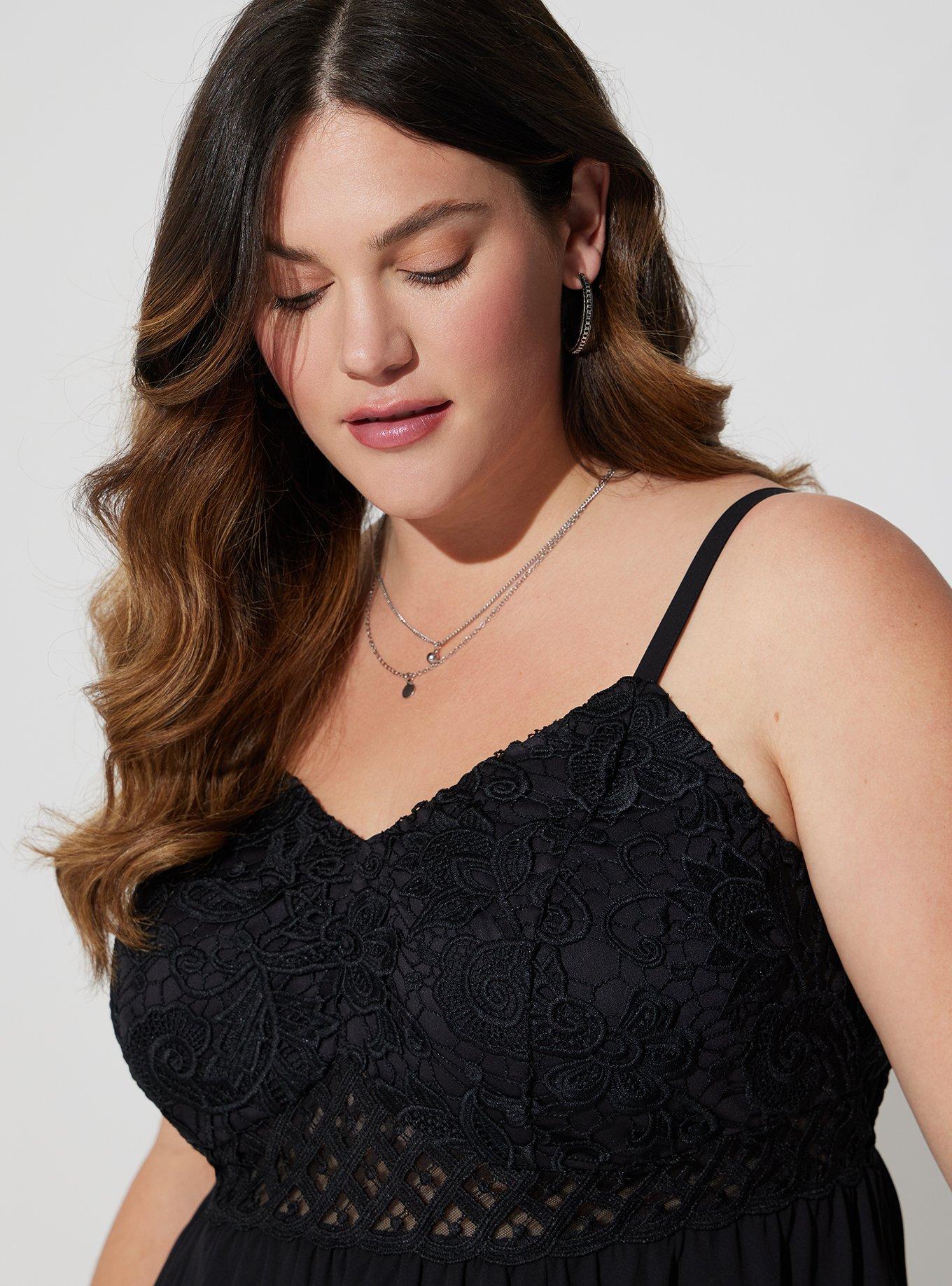 Plus Size - Babydoll Georgette Lace Trim Cami - Torrid