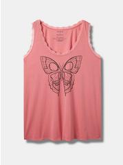 Butterfly Cotton Scoop Neck Tank, PINK, hi-res