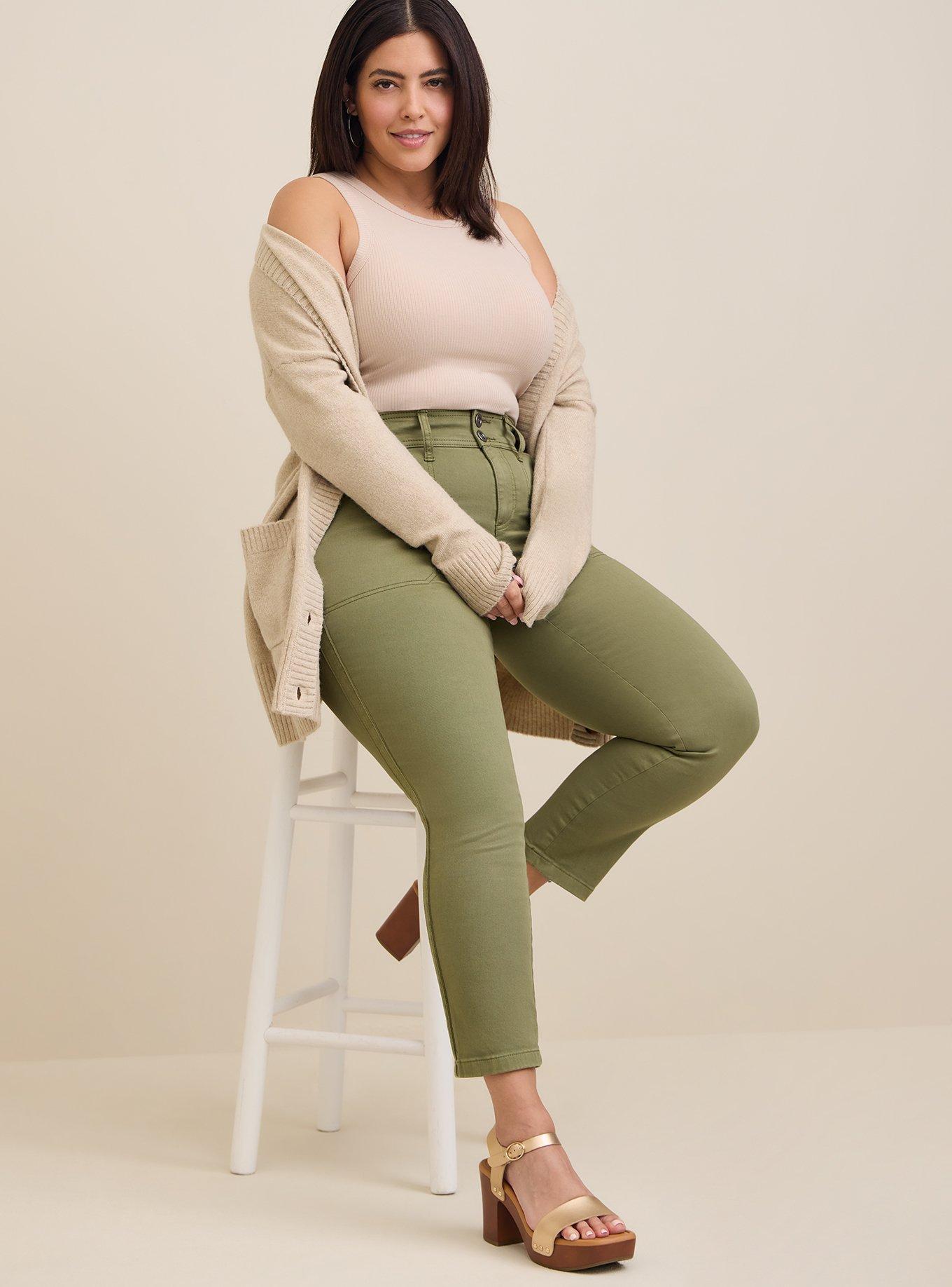 Plus Size - Crop Aviator Skinny Stretch Twill Mid-Rise Pant - Torrid