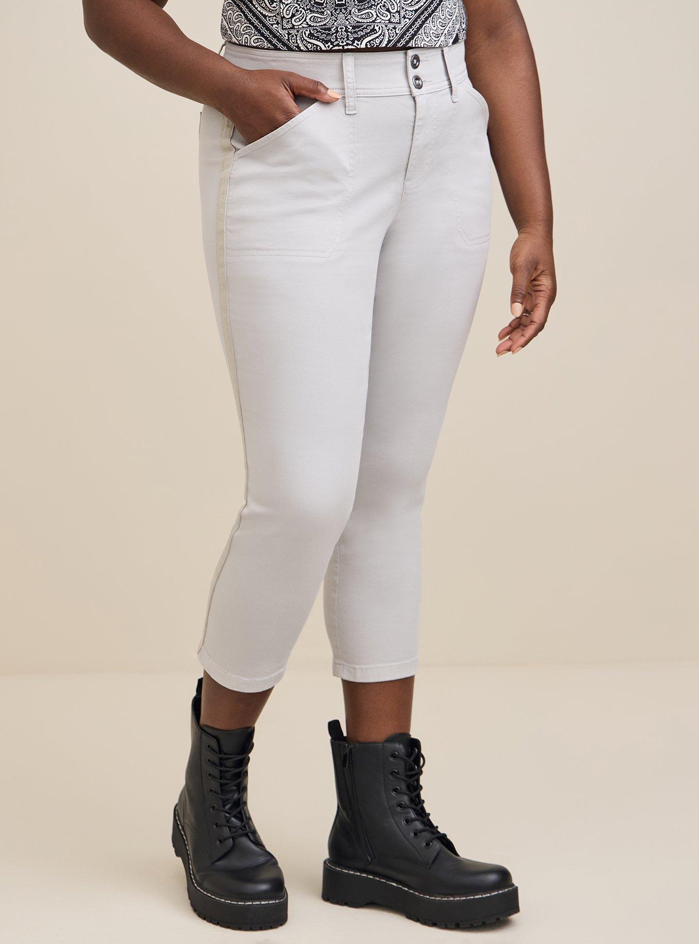 Plus Size - Crop Aviator Skinny Stretch Twill Mid-Rise Pant - Torrid