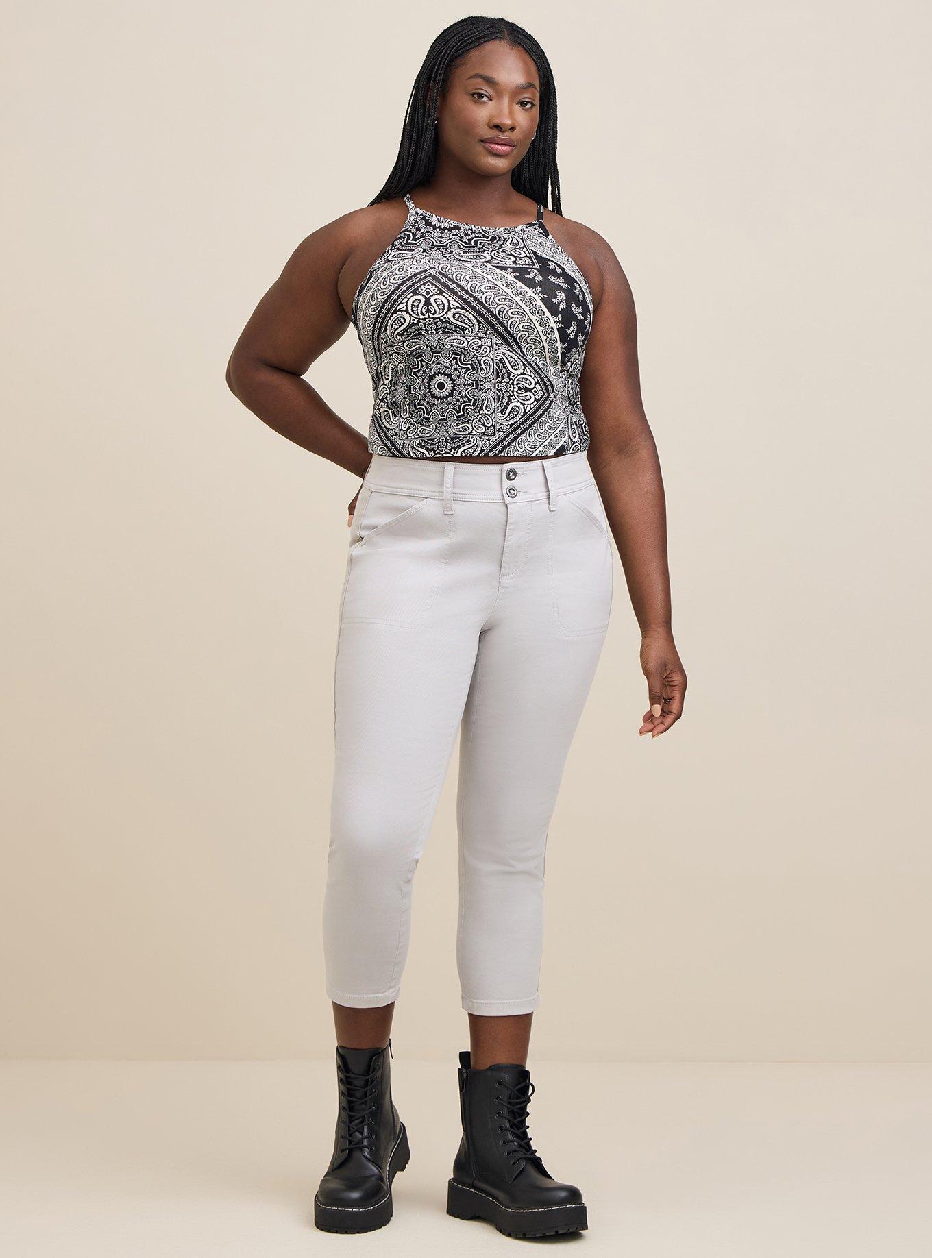On The Plus Side - Cotton Stretch Twill Crop Pants - Plus main image 1