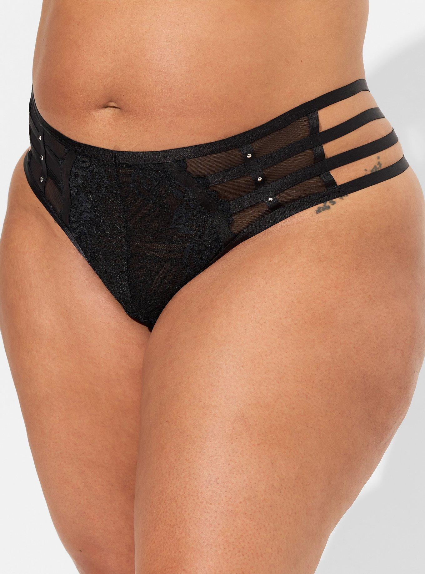 Plus Size - Straps And Rings Lace Thong Panty - Torrid