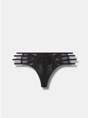 Plus Size Studs And Lace Thong Panty, RICH BLACK, hi-res