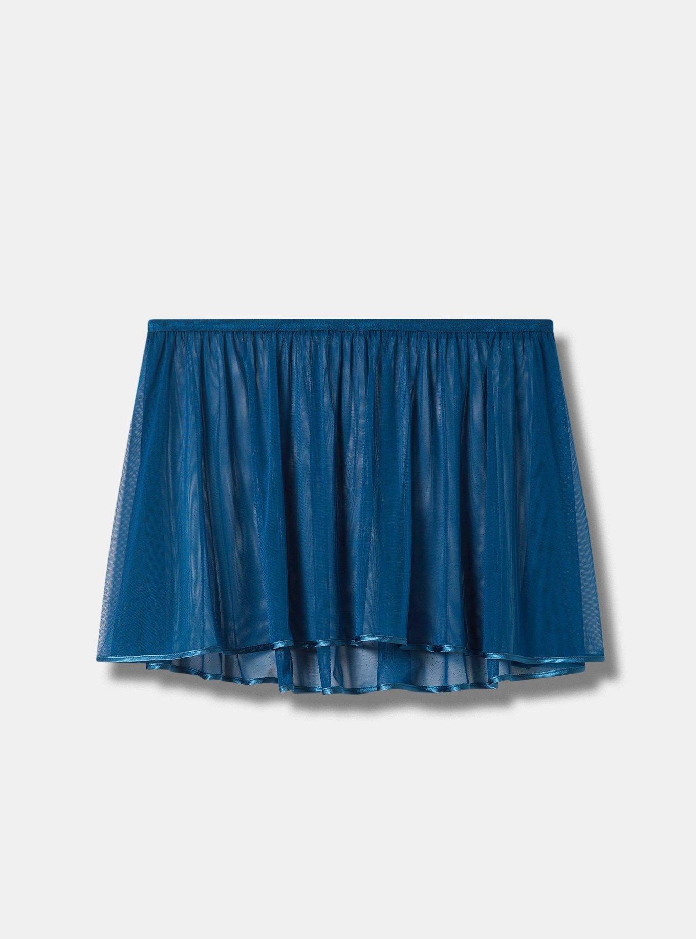 Playful Mesh Ruffle Skirt, POSEIDON, hi-res