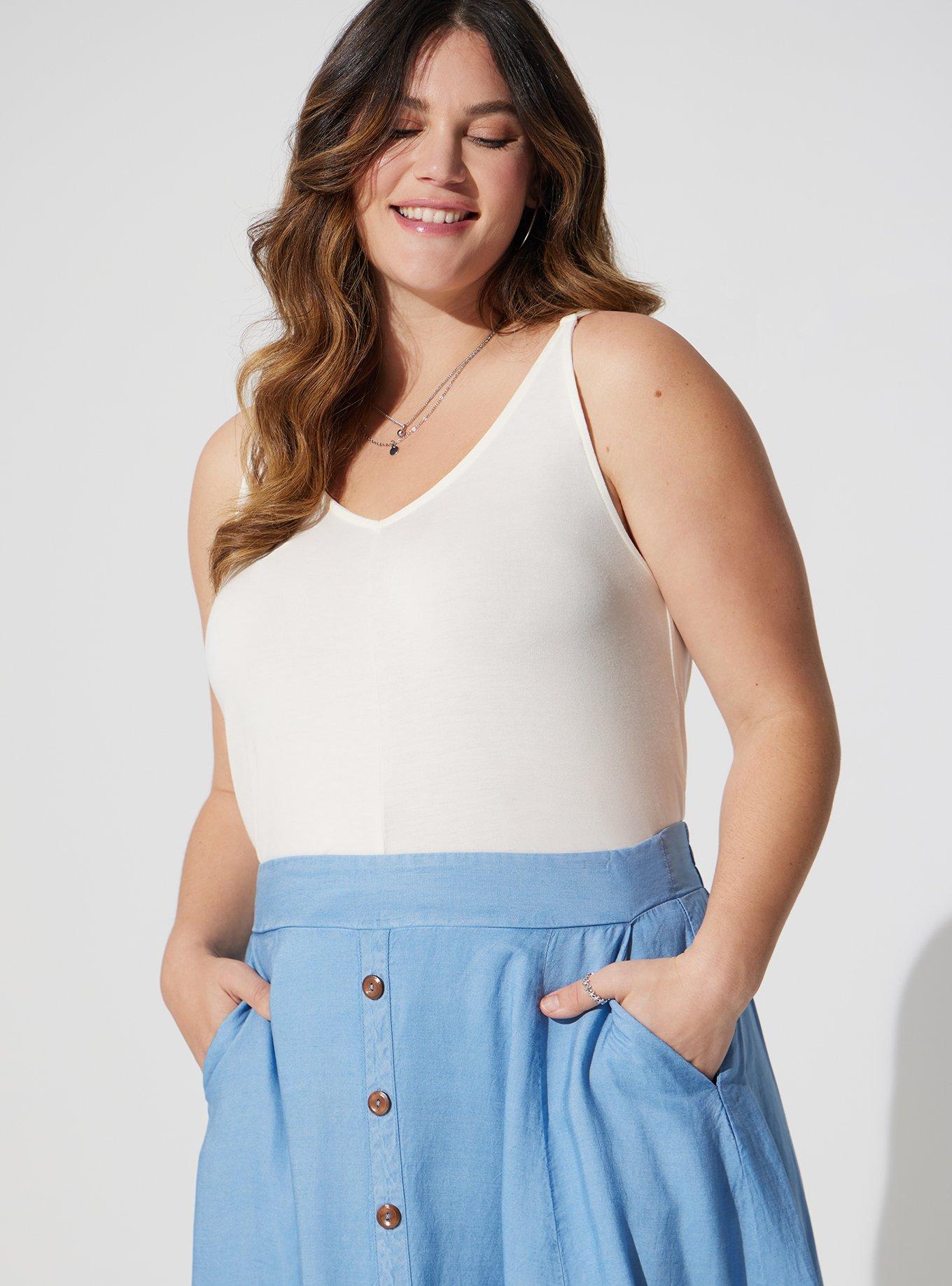 Plus size 2024 chambray midi skirt