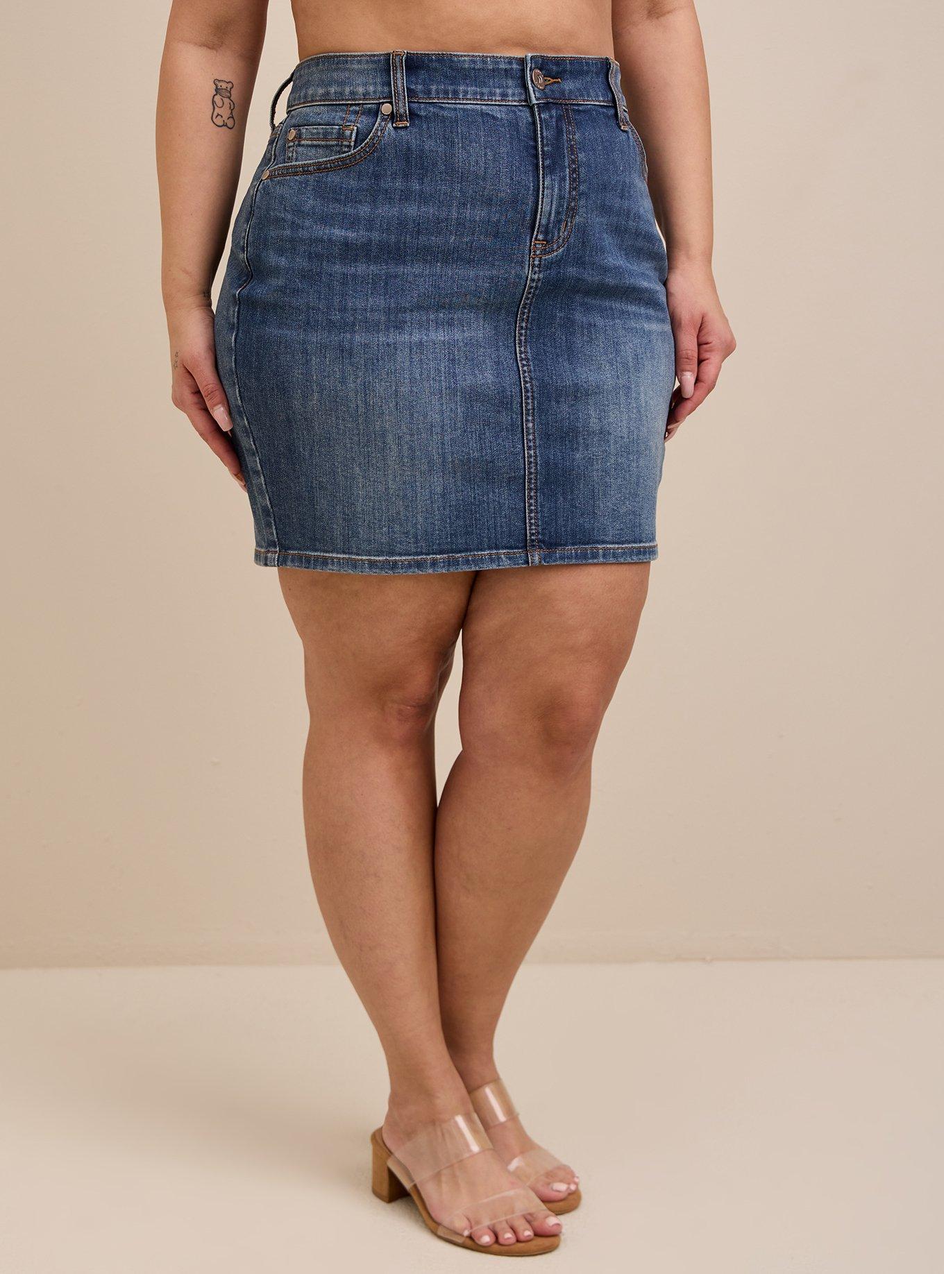 Plus Size Mini Denim Straight Skirt Torrid