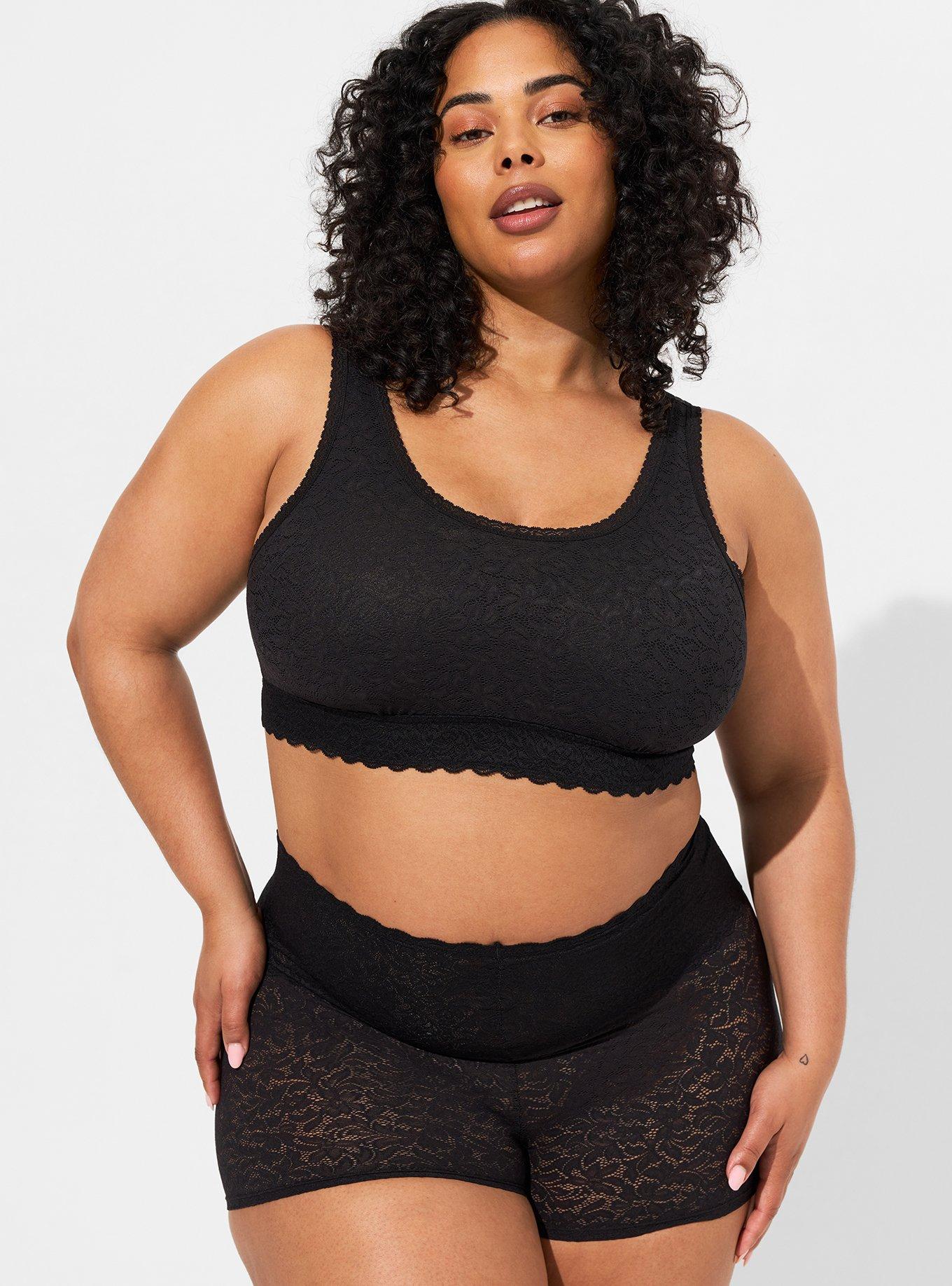 Unlined 4-Way Stretch Lace Scoop Bralette, RICH BLACK, alternate
