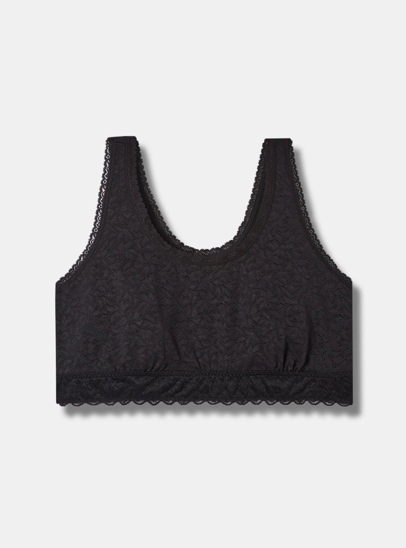 Unlined 4-Way Stretch Lace Scoop Bralette, RICH BLACK, hi-res