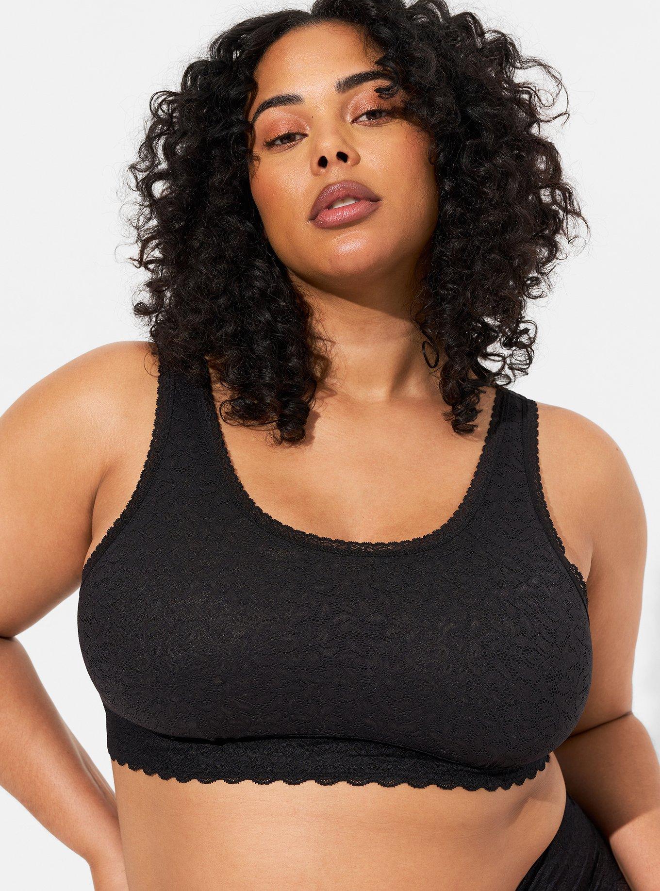 Unlined 4-Way Stretch Lace Scoop Bralette, RICH BLACK, hi-res