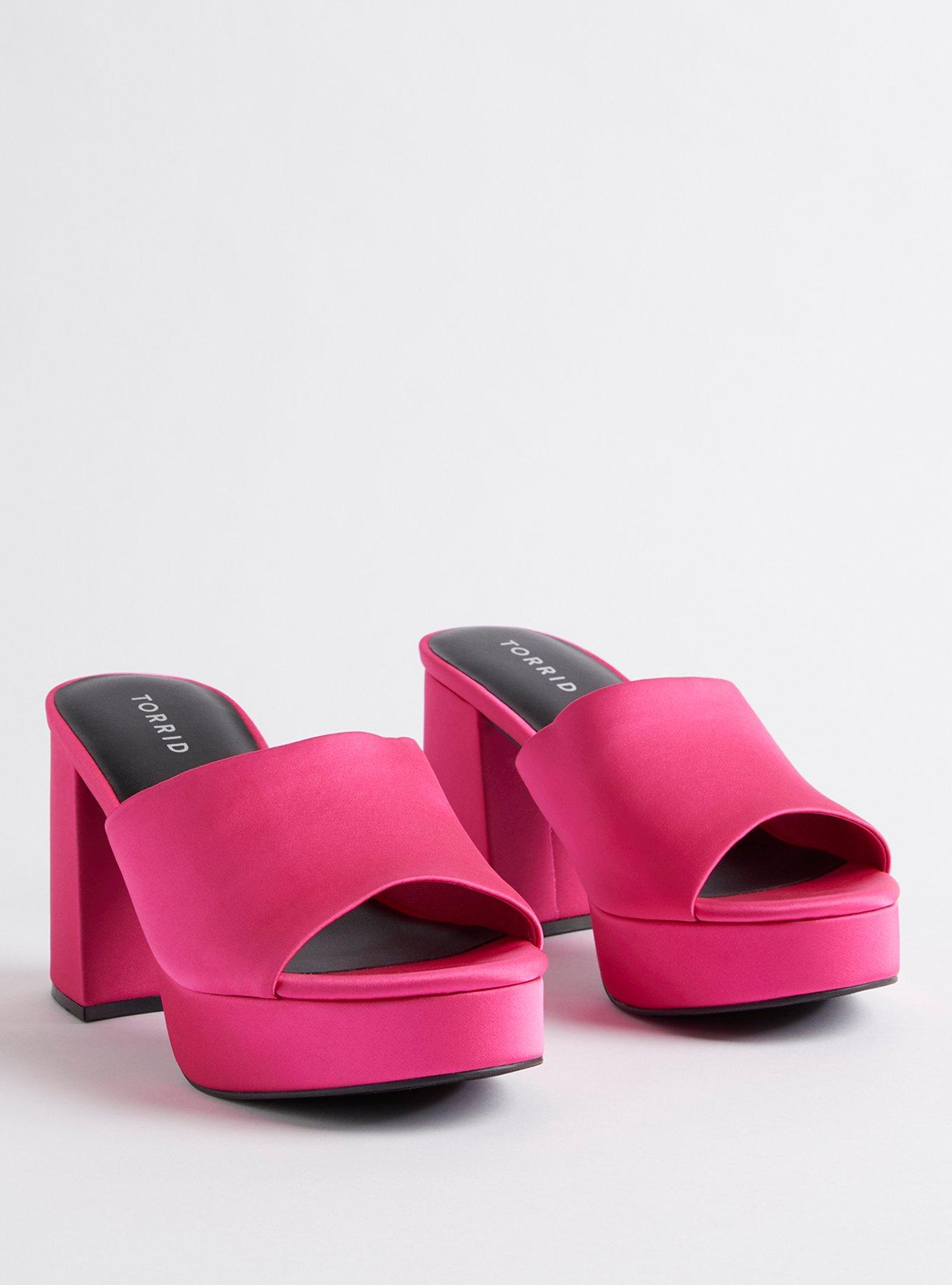 Plus Size Flared Platform Mule (WW), FUCHSIA, hi-res