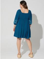Mini Crinkle Gauze Blouson Sleeve Dress, LEGION BLUE, alternate