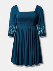 Mini Crinkle Gauze Blouson Sleeve Dress, LEGION BLUE, hi-res