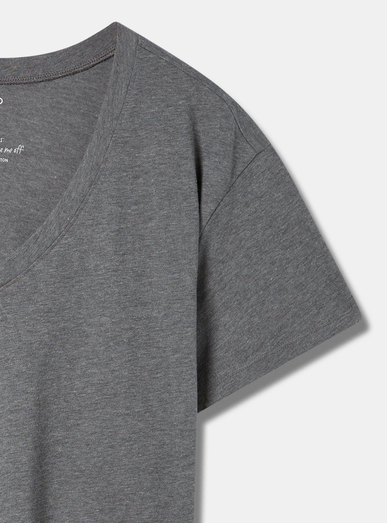 Plus Size Wild Flowers Signature Jersey V-Neck Easy Tee, HEATHER GREY, alternate