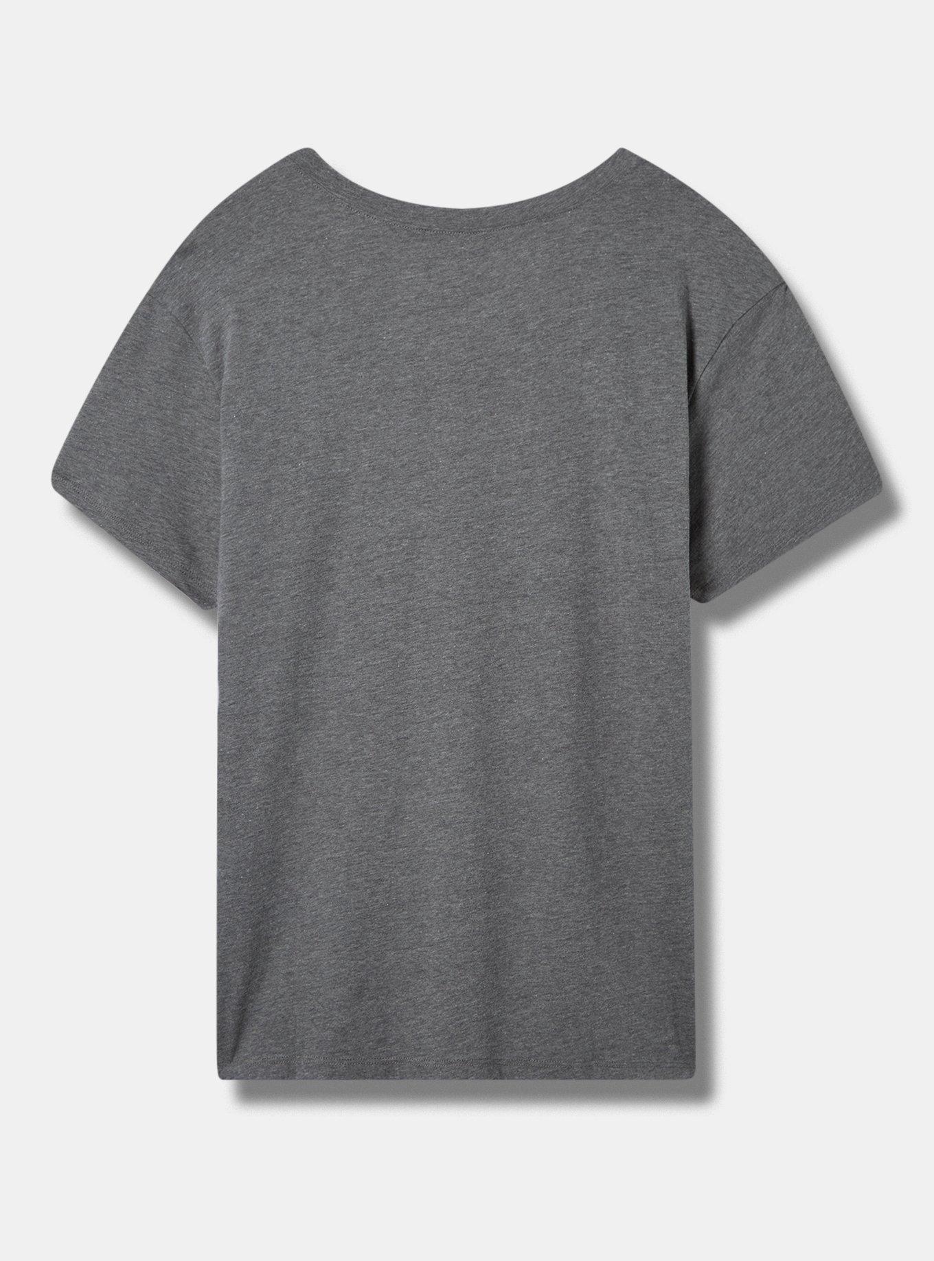 Plus Size Wild Flowers Signature Jersey V-Neck Easy Tee, HEATHER GREY, alternate