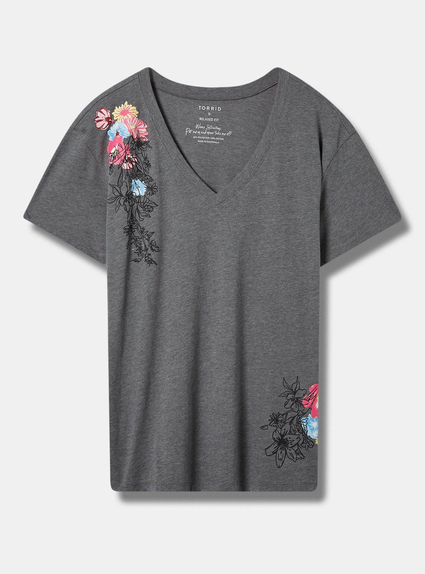 Plus Size - Wild Flowers Signature Jersey V-Neck Easy Tee - Torrid