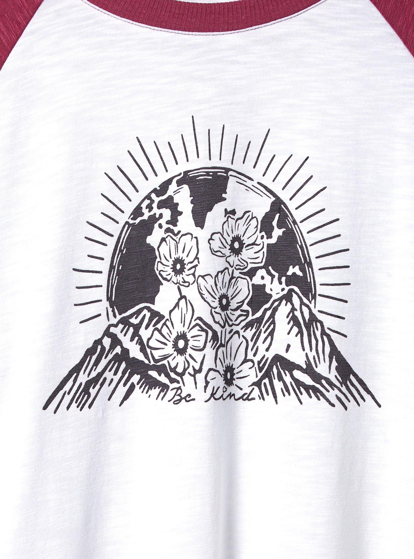 Plus Size #TORRIDSTRONG Be Kind Super Soft Slub Crew Neck Elbow Sleeve Raglan Tee , BRIGHT WHITE, alternate