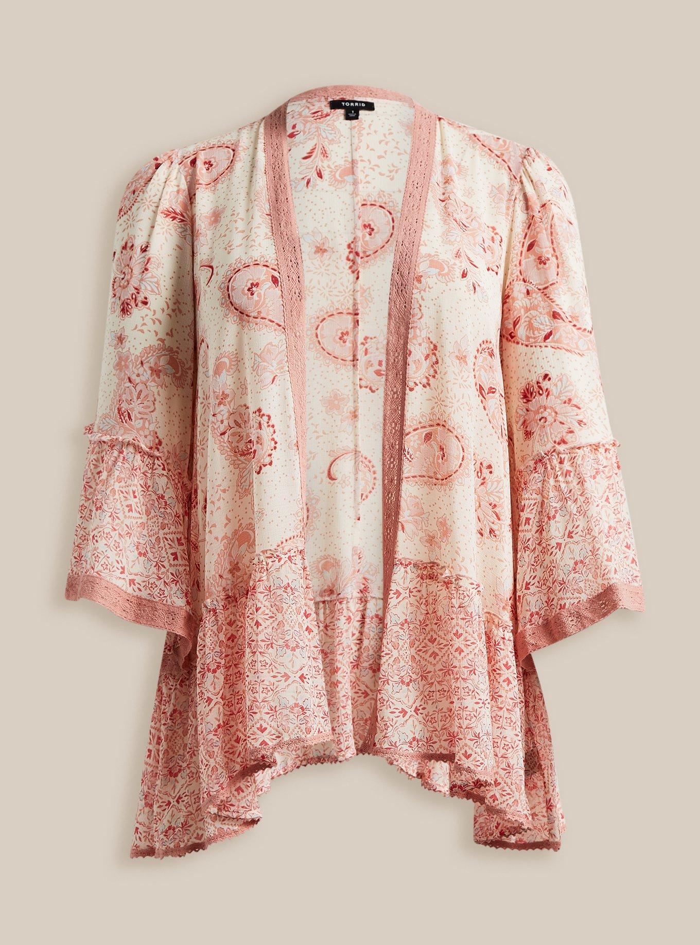 Plus Size - Textured Chiffon Flouncy Ruffle Kimono - Torrid