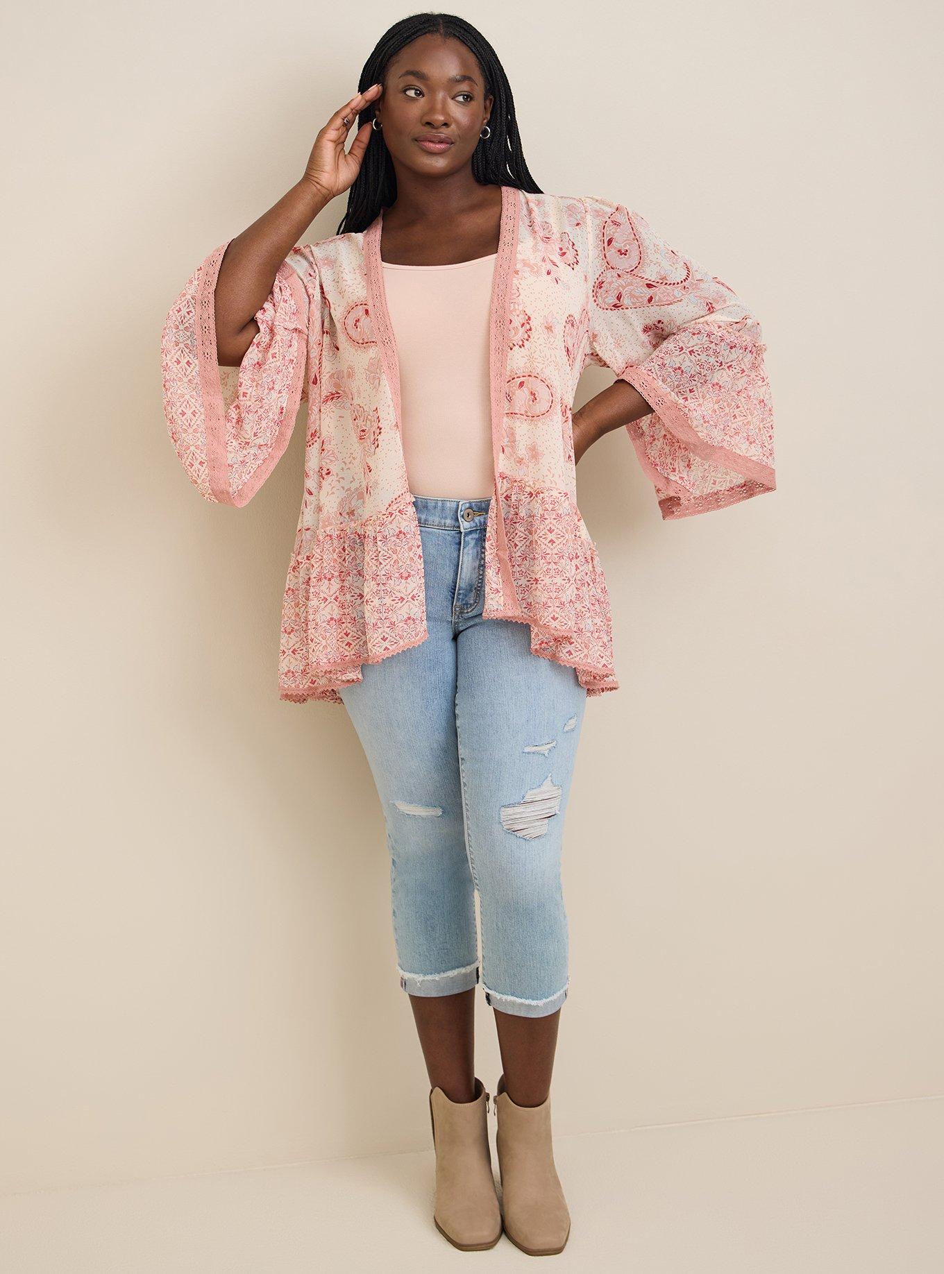 Plus Size - Textured Chiffon Flouncy Ruffle Kimono - Torrid