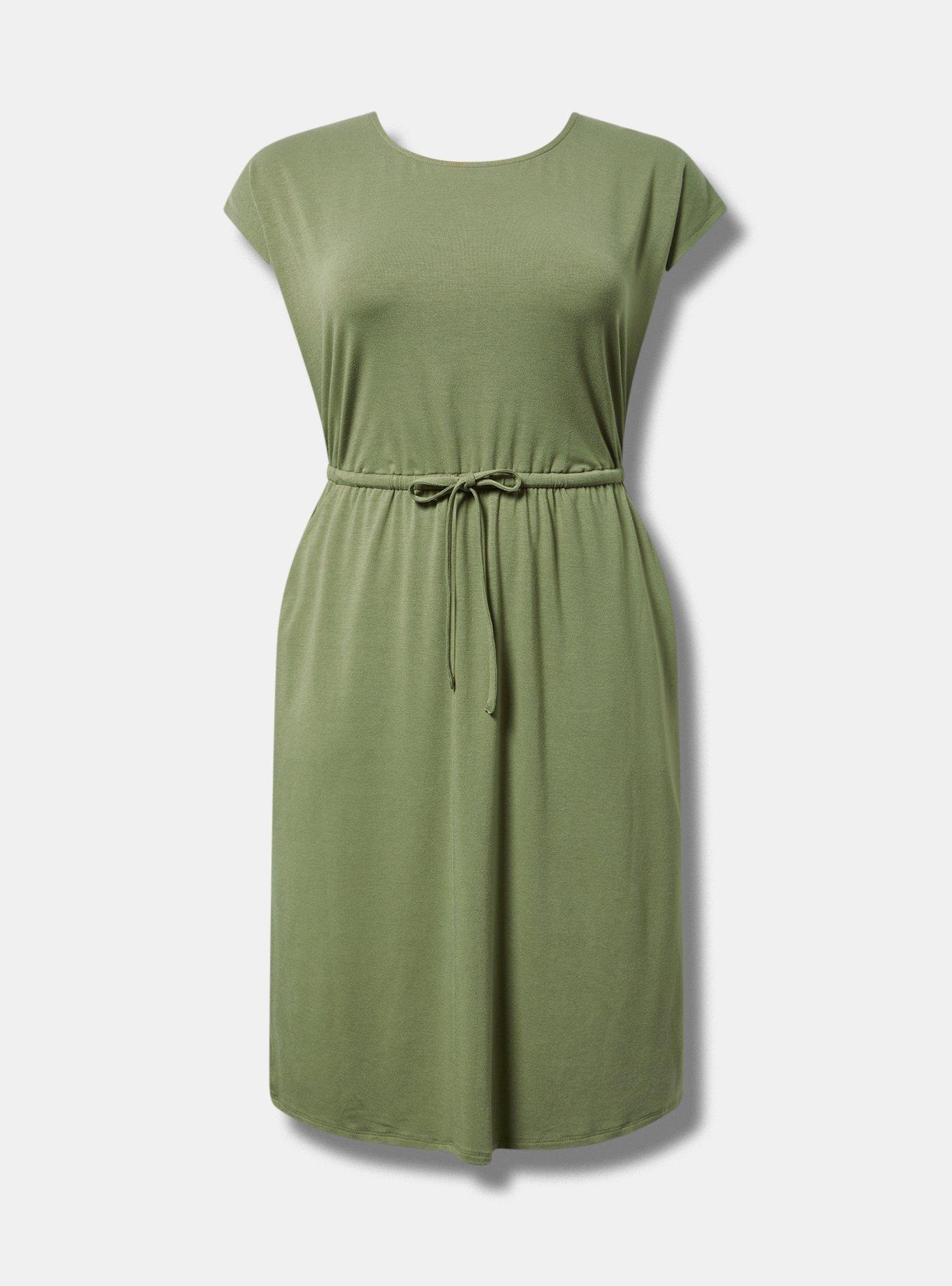 Midi Jersey Cross Back Slit Dress