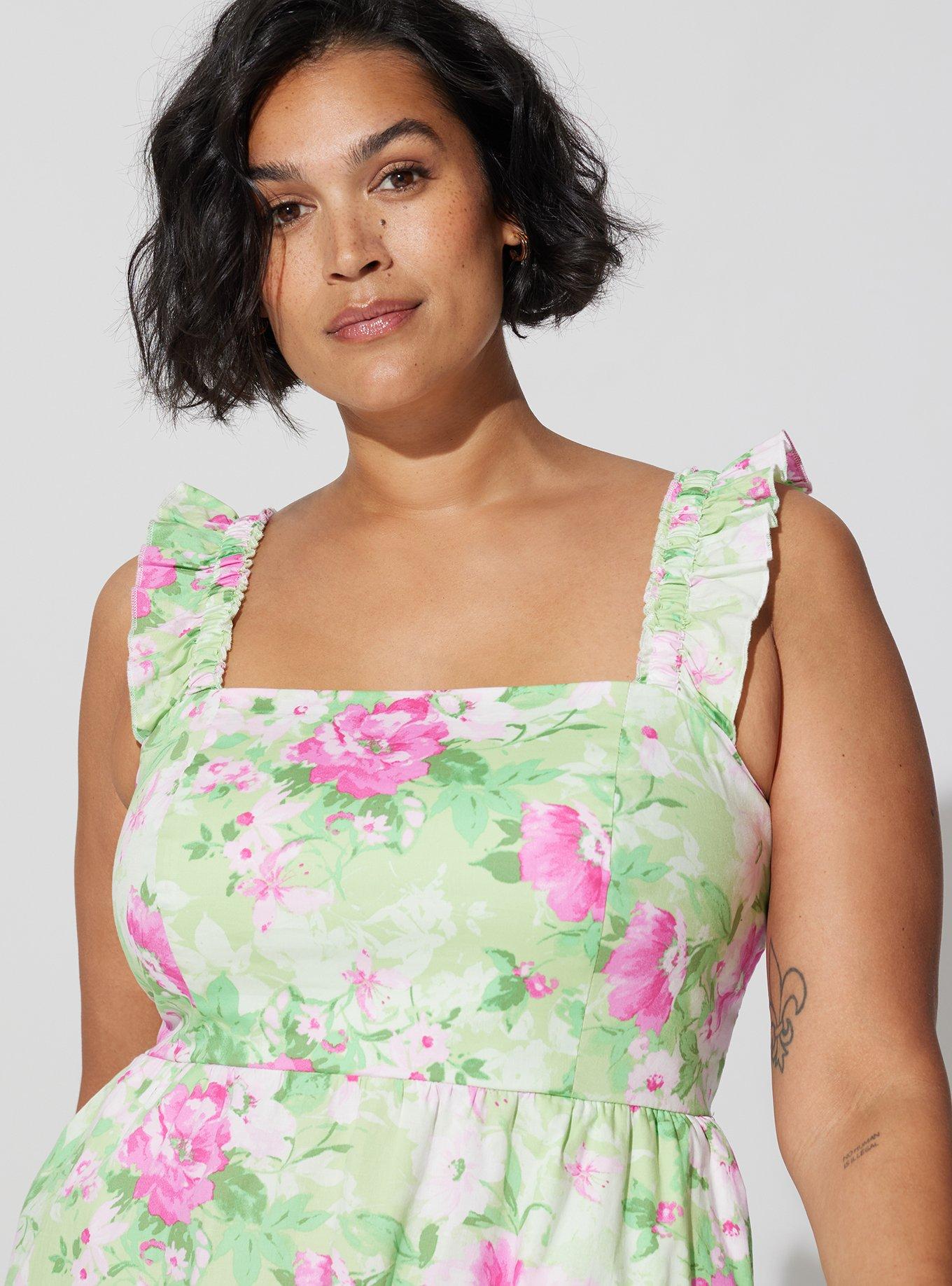 Plus Size - Mini Poplin Tiered Ruffle Strap Dress - Torrid