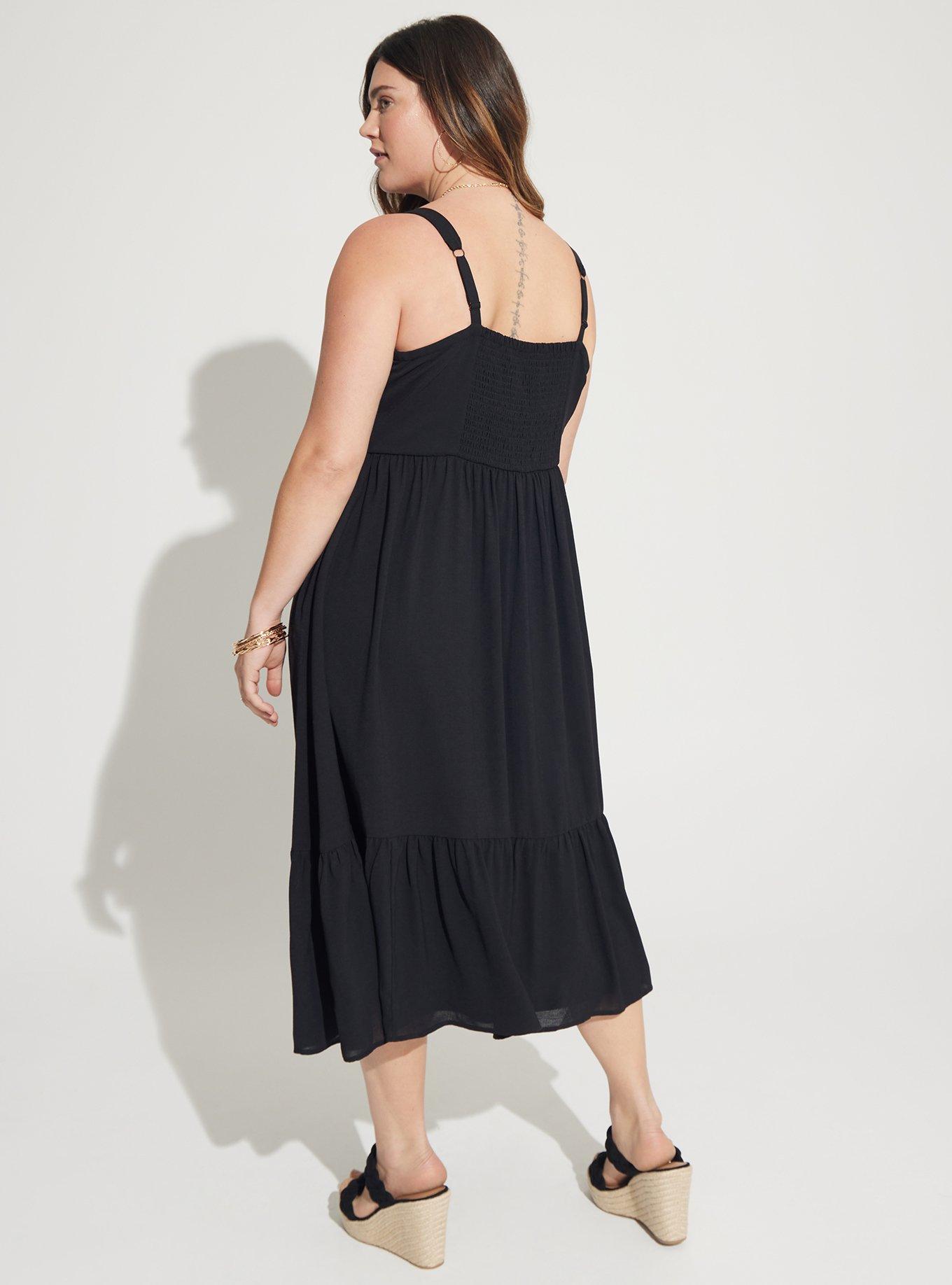 Plus Size - Tea Length Chambray Button Front Dress - Torrid