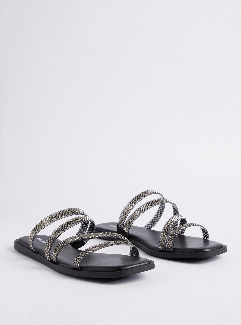 Plus Size Jelly Detail Embellished Square Toe Sandal (WW), BLACK, hi-res