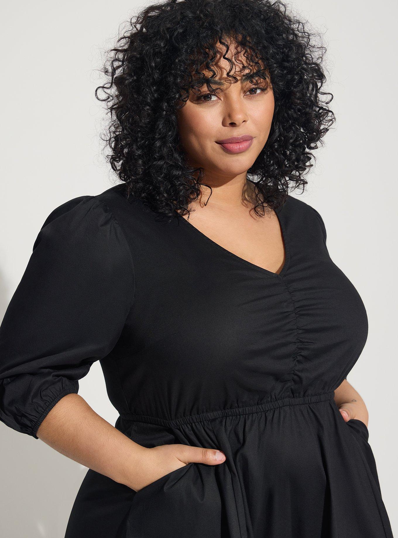 Plus Size - Midi Poplin Tiered Dress - Torrid