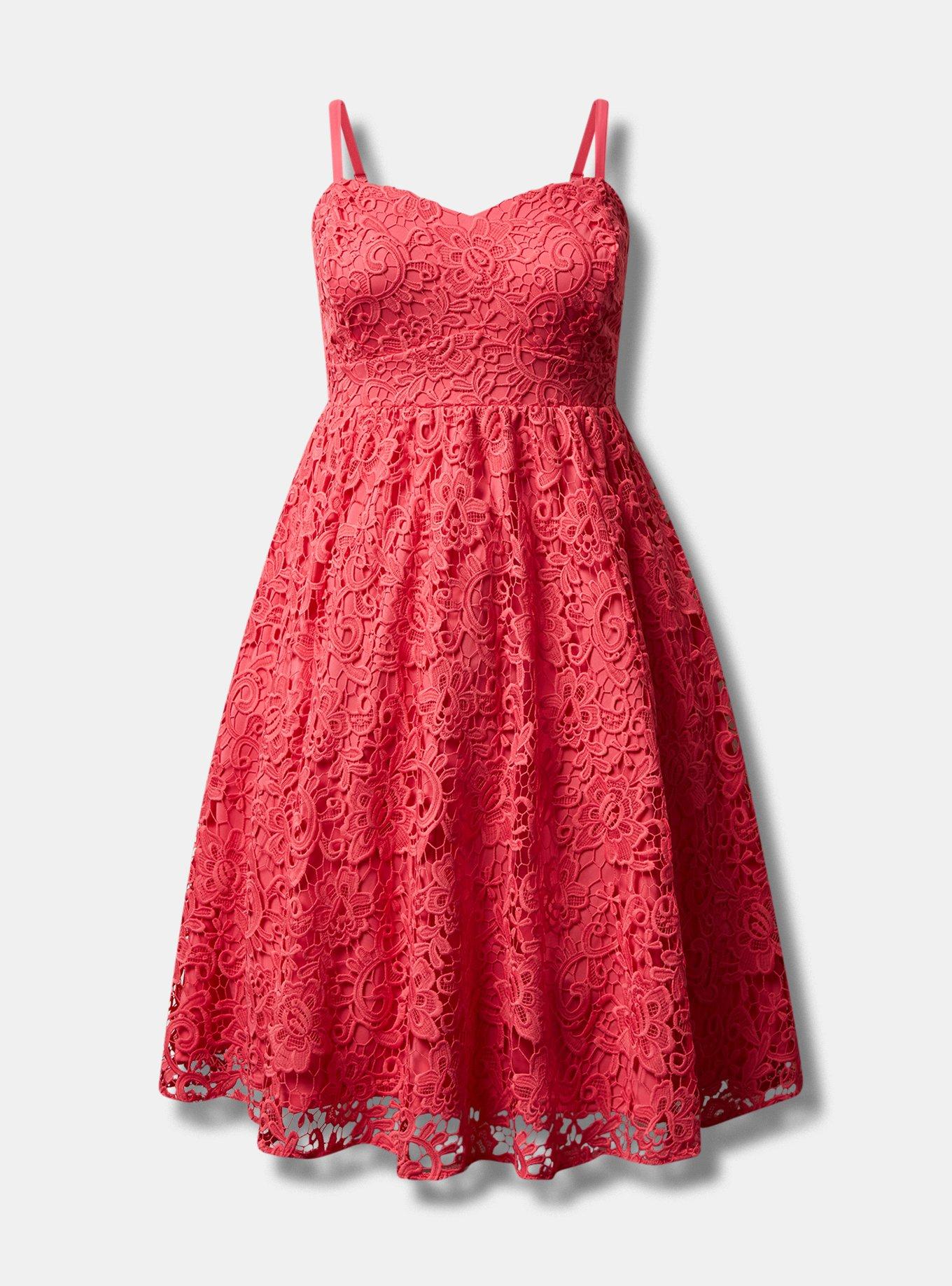 Plus Size - Midi Crochet Lace Sweetheart Dress - Torrid