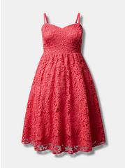 Midi Crochet Lace Sweetheart Dress, HONEYSUCKLE, hi-res