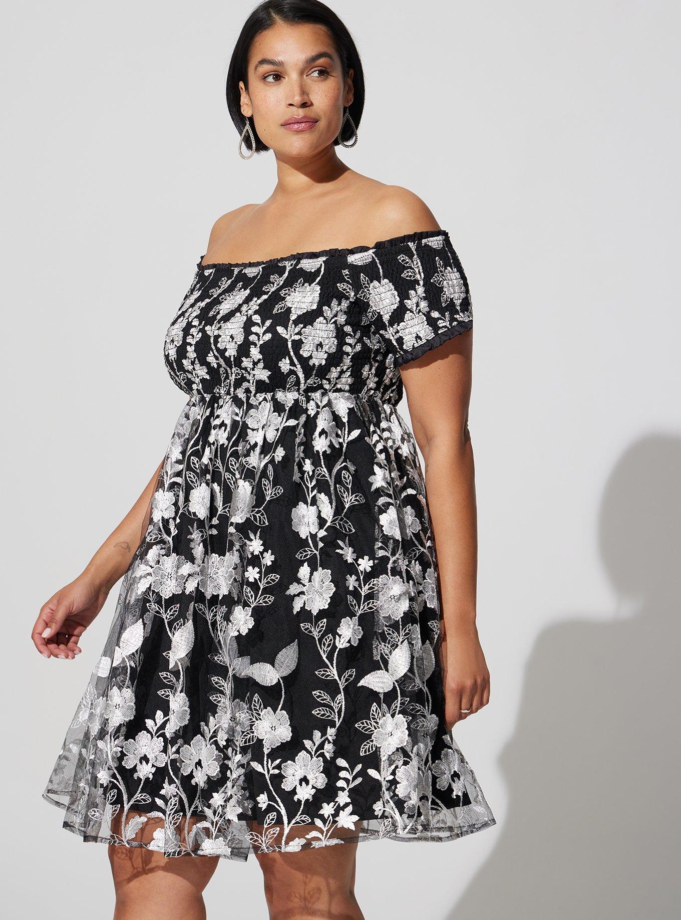 Torrid Off the Shoulder offers FIT and Flare Gown