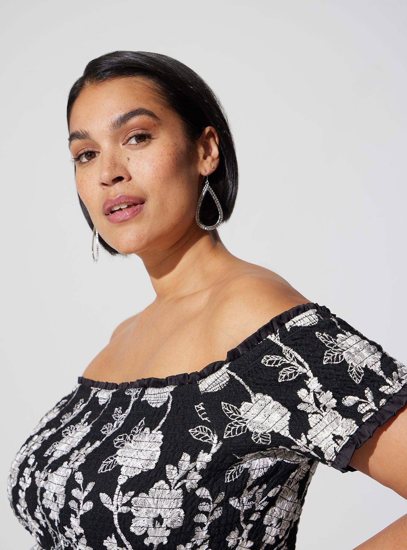 Plus Size - Mini Lace Smocked Off Shoulder Dress - Torrid