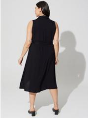Plus Size Midi Rayon Slub Sleeveless Shirt Dress, DEEP BLACK, alternate