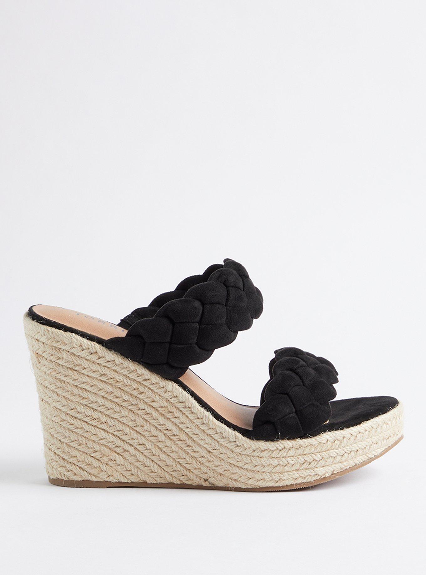 Plus Size Braided Espadrille Platform Wedge (WW), BLACK, alternate