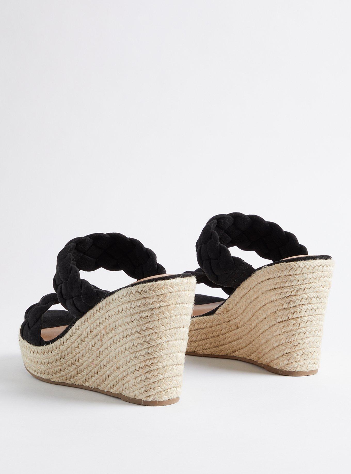 Plus Size Braided Espadrille Platform Wedge (WW), BLACK, alternate