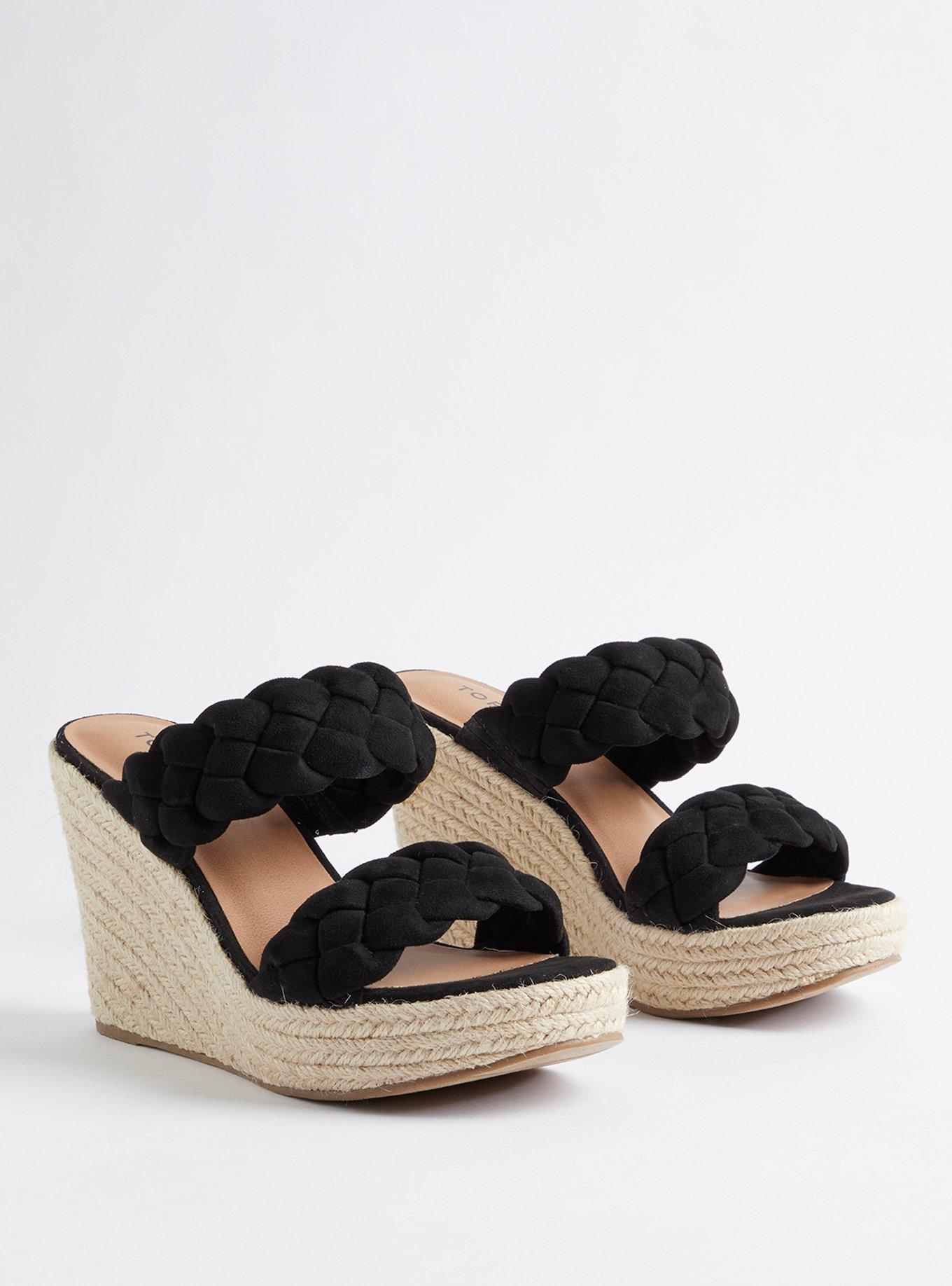 Plus Size Braided Espadrille Platform Wedge (WW), BLACK, hi-res