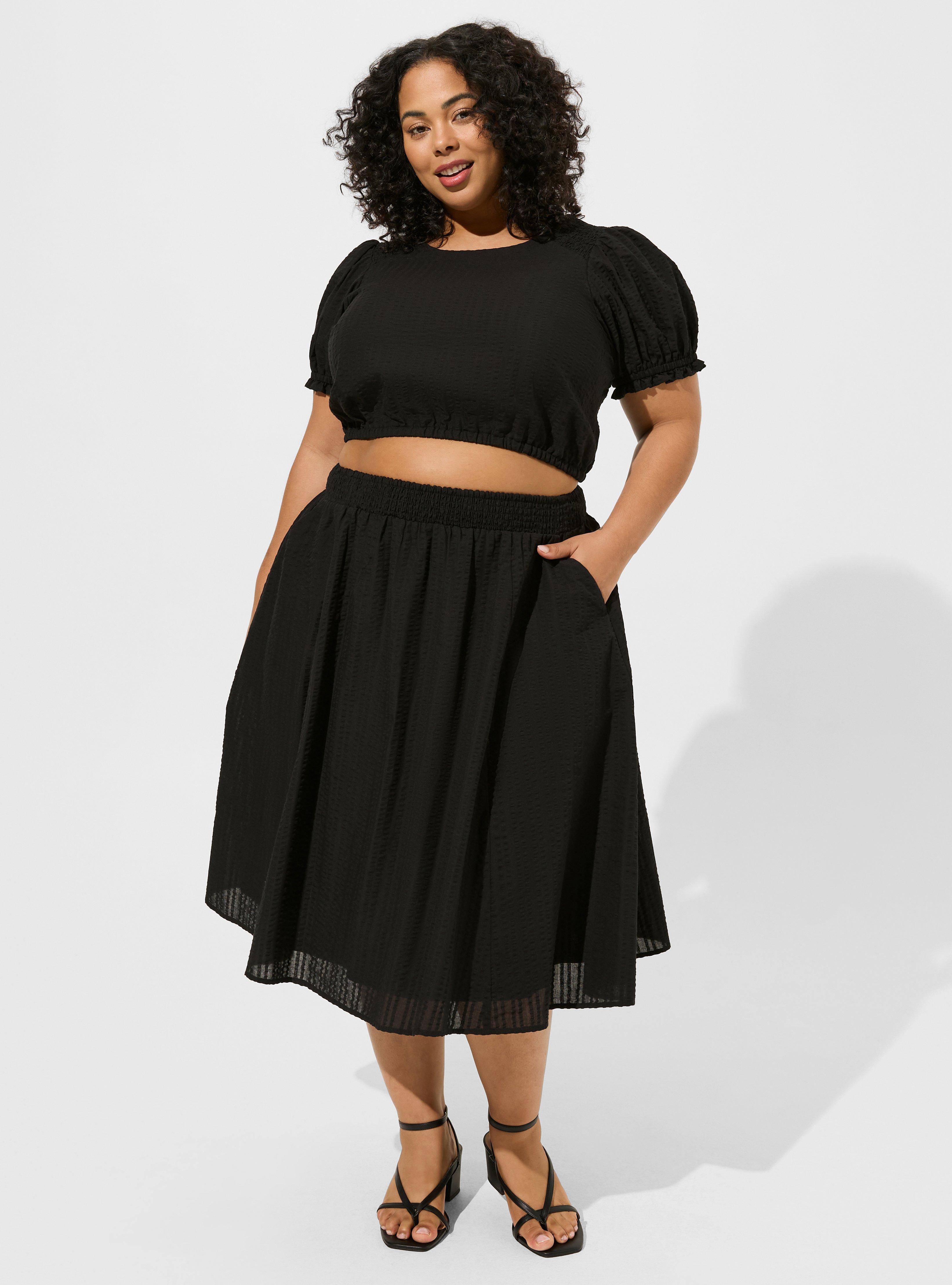 Plus Size - Midi Seersucker Smocked Skirt Set - Torrid