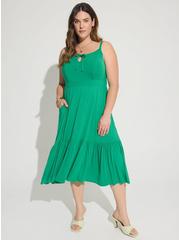 Midi Supersoft Tiered Tie Front Dress, JELLY BEAN, hi-res