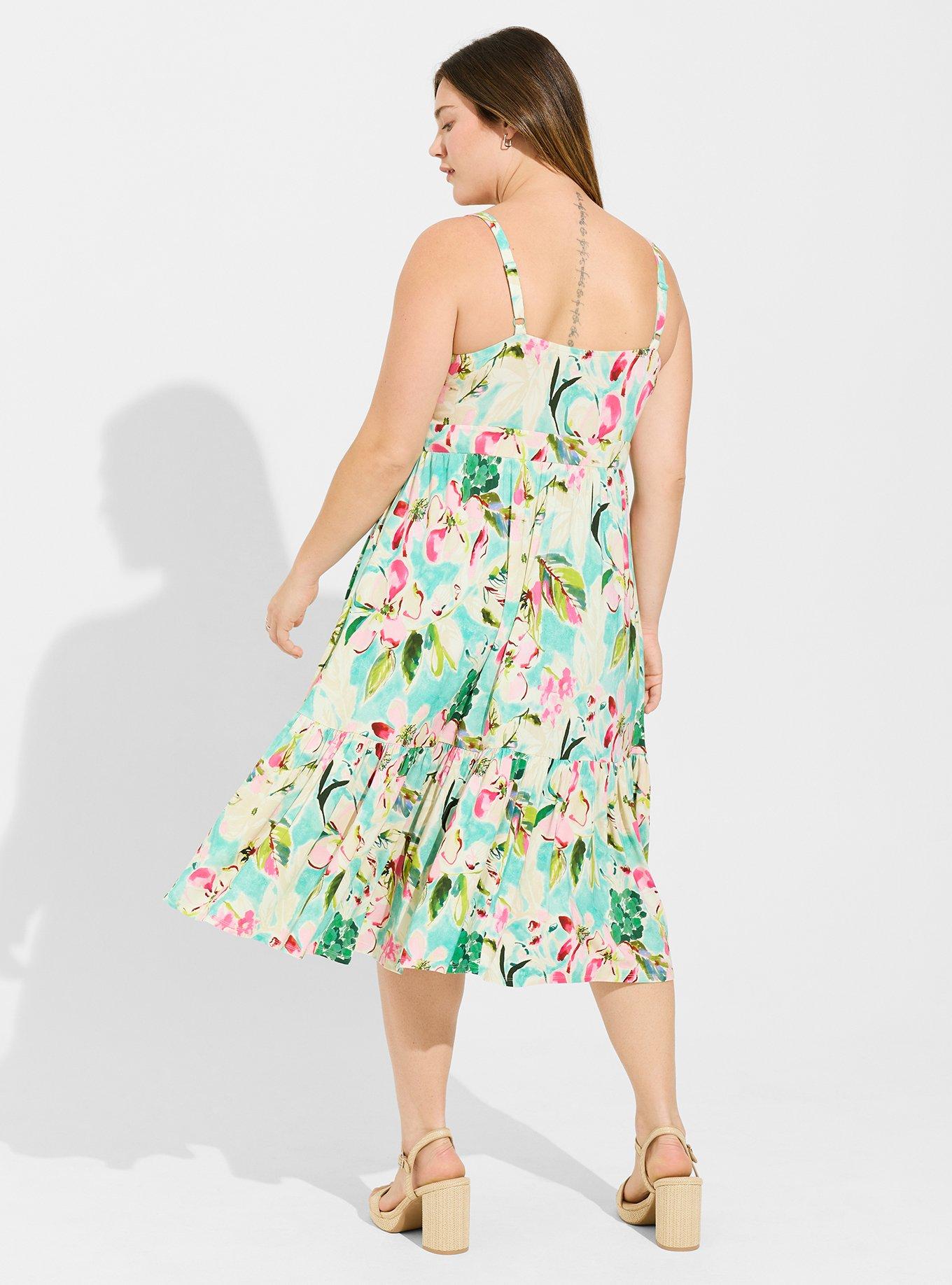 Midi Supersoft Tiered Tie Front Dress, VACAY BLUE, alternate