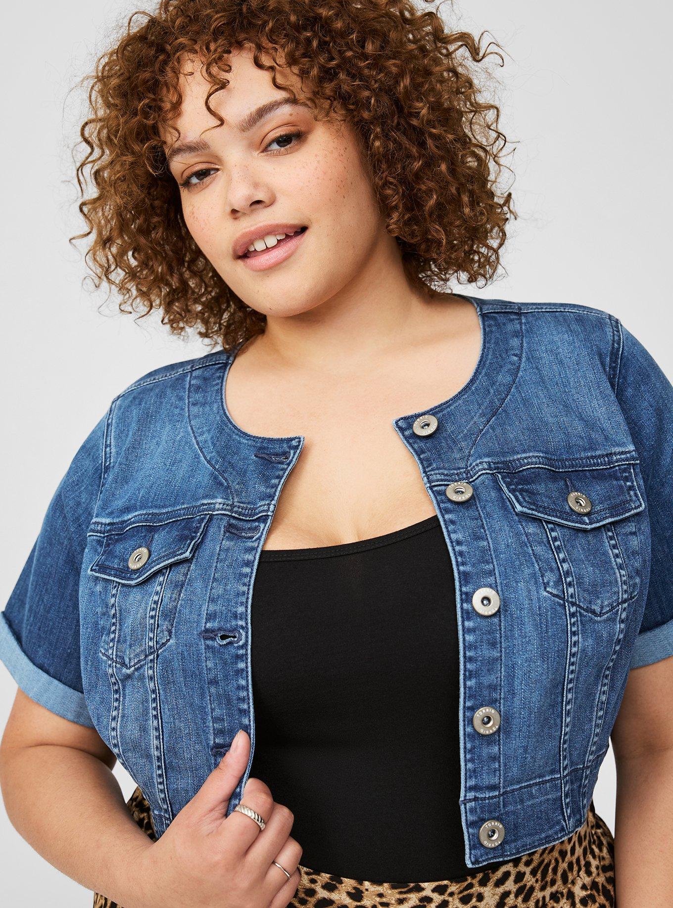 Torrid cropped 2024 denim jacket