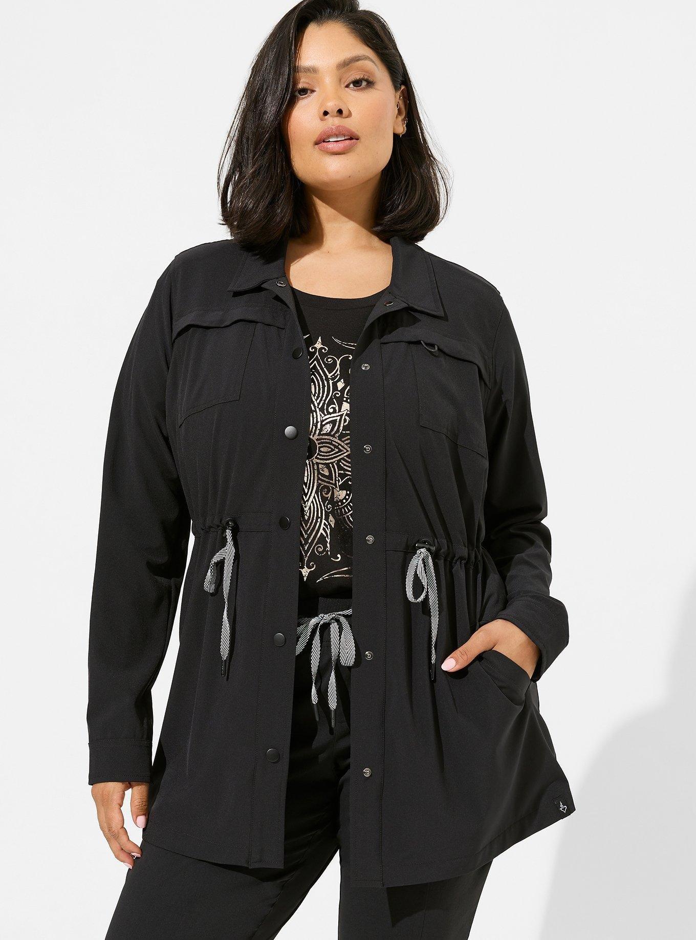 Plus size outlet black anorak jacket