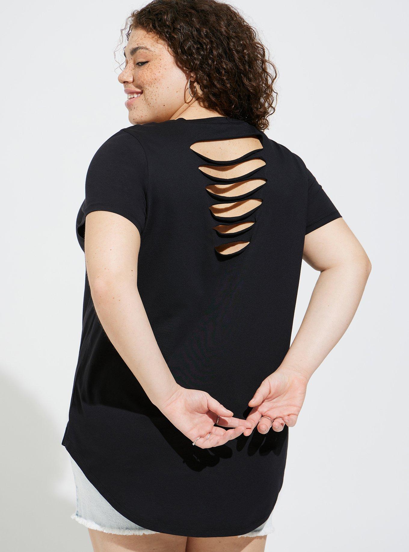 Universal Jurassic Park Classic Fit Scoop Neck Rip Back Top, DEEP BLACK, alternate